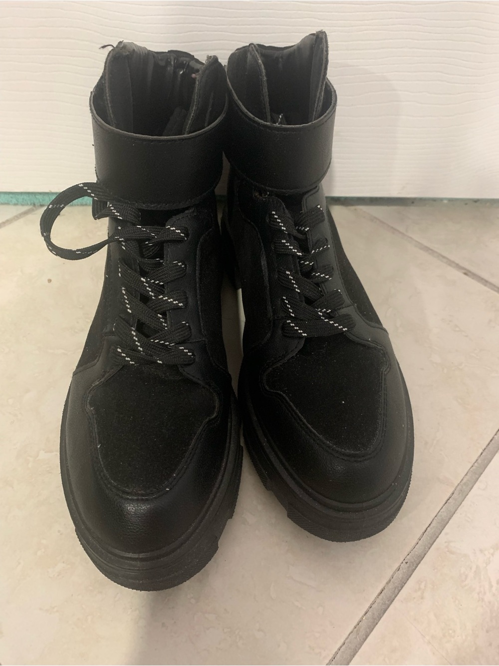 Black BAMBOO High-Top Women’s Lace-Up Boots